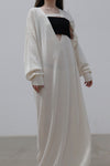 SWAYING/KNIT deconstructed v-neck dress (with corset) SW212LS09 white PS31